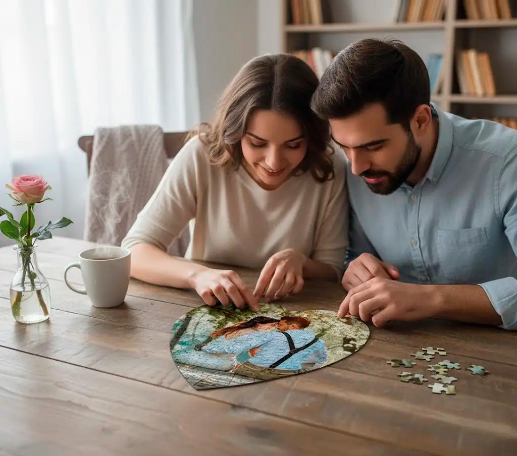 puzzle s fotkou ve tvaru srdce